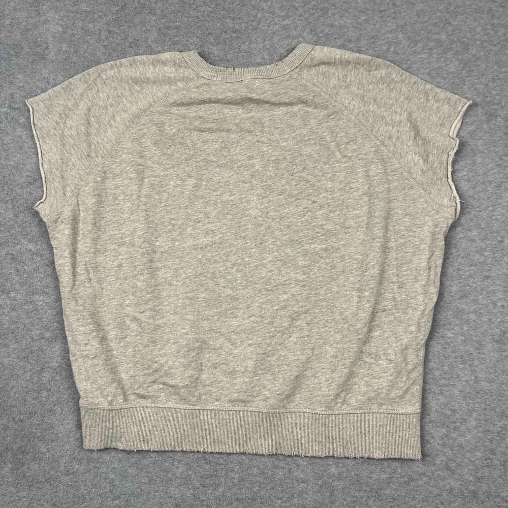 Free People Sweatshirt Women Medium Gray Cut Sleeve Crew Neck Distressed Hem - Picture 9 of 9